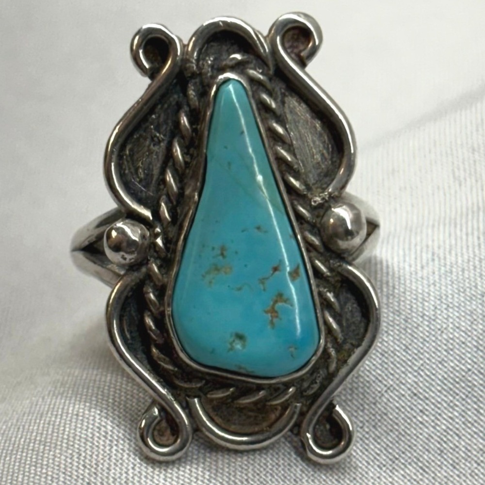 Unbranded Turquoise Ring Unisex Size 6 Silver Good Southwestern Sterling 925